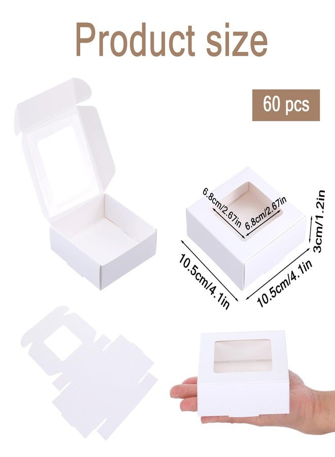 AojSup 60 Pcs White Cookie Boxes With Window 4.3 x 4.1 x 1.2 Inch Candy Packaging, Small Gift Boxes, Soap holder, Mini Treat Packaging for Bakery Chocolate Jewelry Display(White) - Image 2